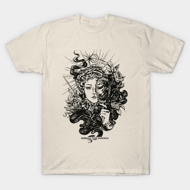 Fantasy Fairy Dark Art Nouveau T-shirt Grunge Goth Occult Gothic Aesthetic shirt T-Shirt by Anonic